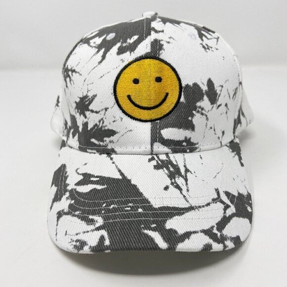 Smiley Face White Gray Tie Dye Ball Cap Hat main image 10